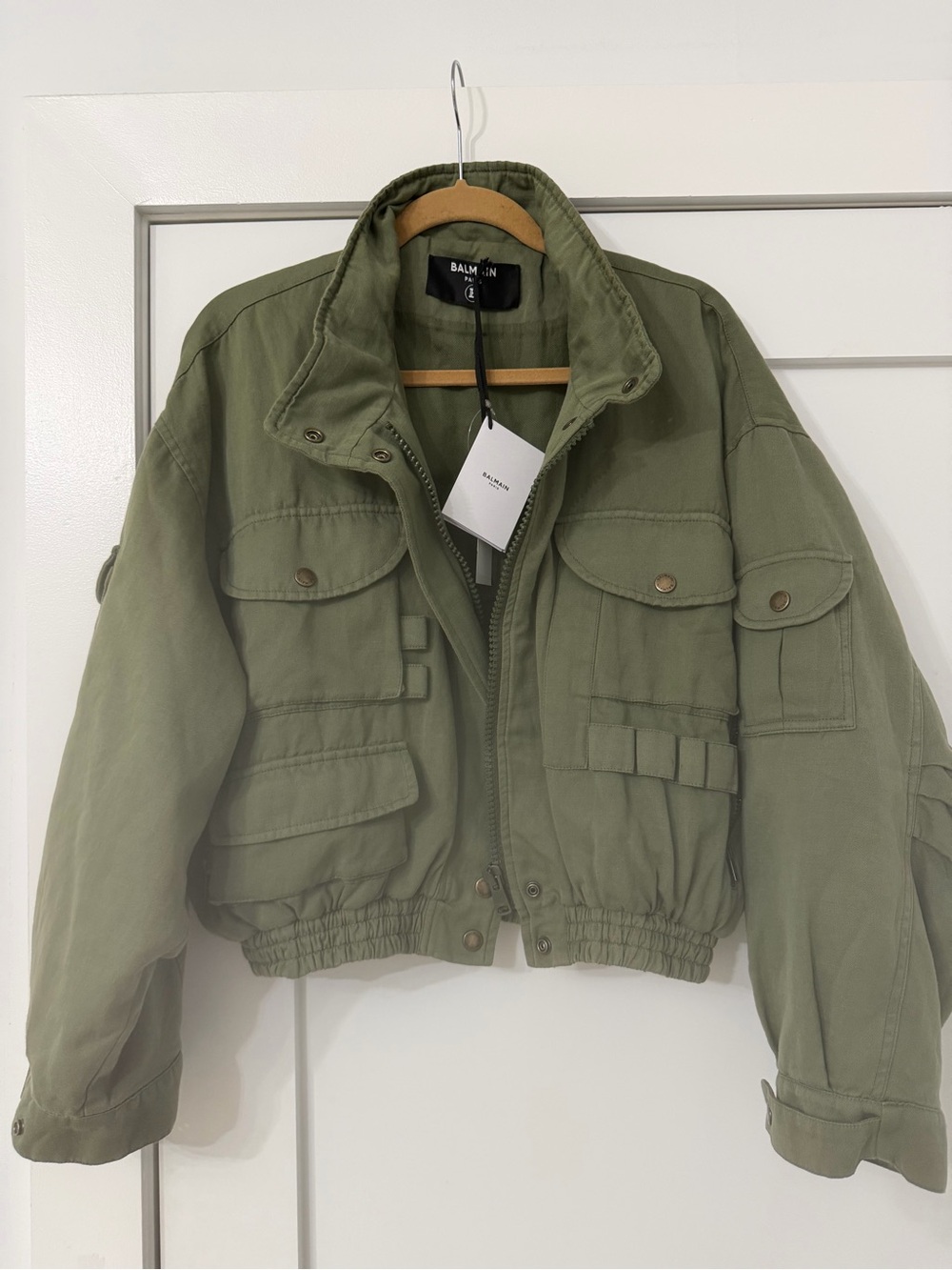 Balmain Olive Utility Cargo Jacket